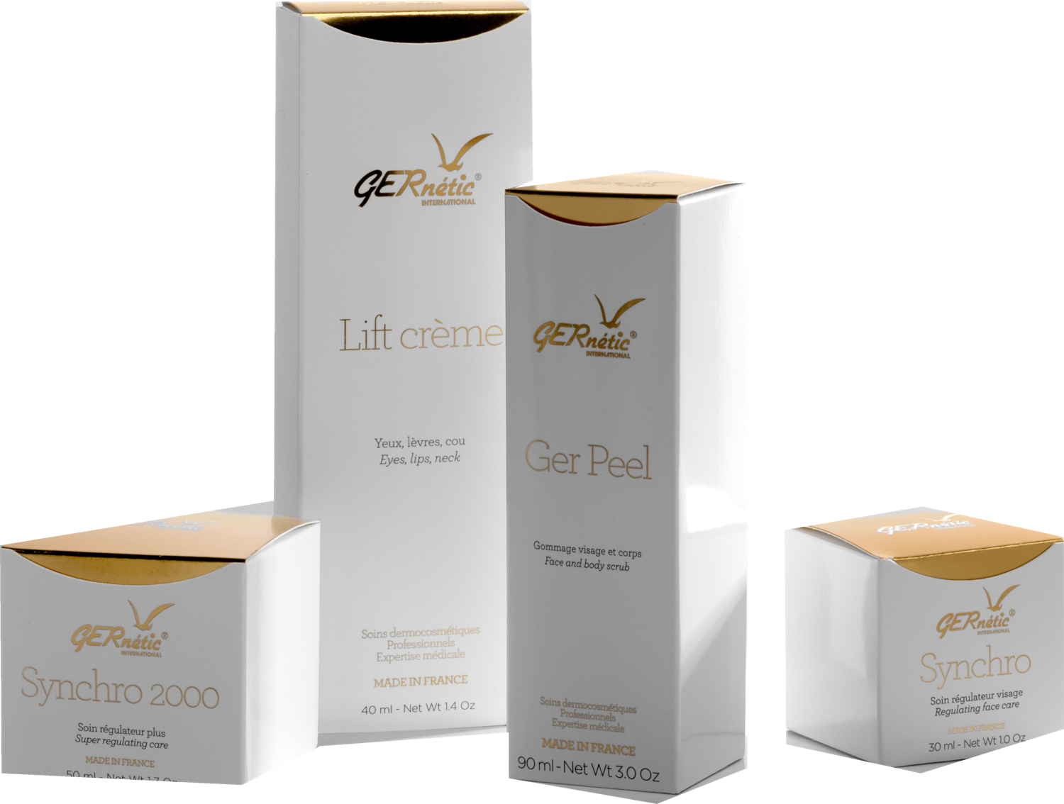 Produits Gernétic : Synchro 2000, Lift crème, Ger Peel et Synchro